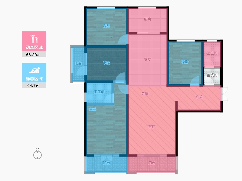 帝王國(guó)際4室2廳2衛(wèi)1廚163.00㎡動(dòng)靜分區(qū)圖