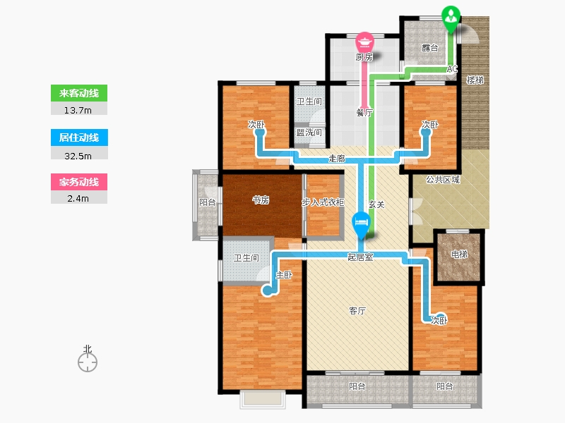 帝王國際4室2廳2衛(wèi)1廚204.00㎡動線圖