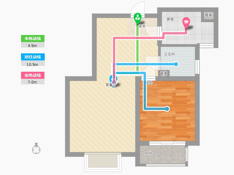 雨荷水岸1室1廳1衛(wèi)1廚69.00㎡動靜線圖