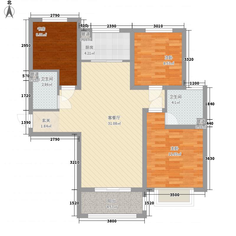 雨荷水岸3室1廳2衛(wèi)1廚76㎡戶型圖