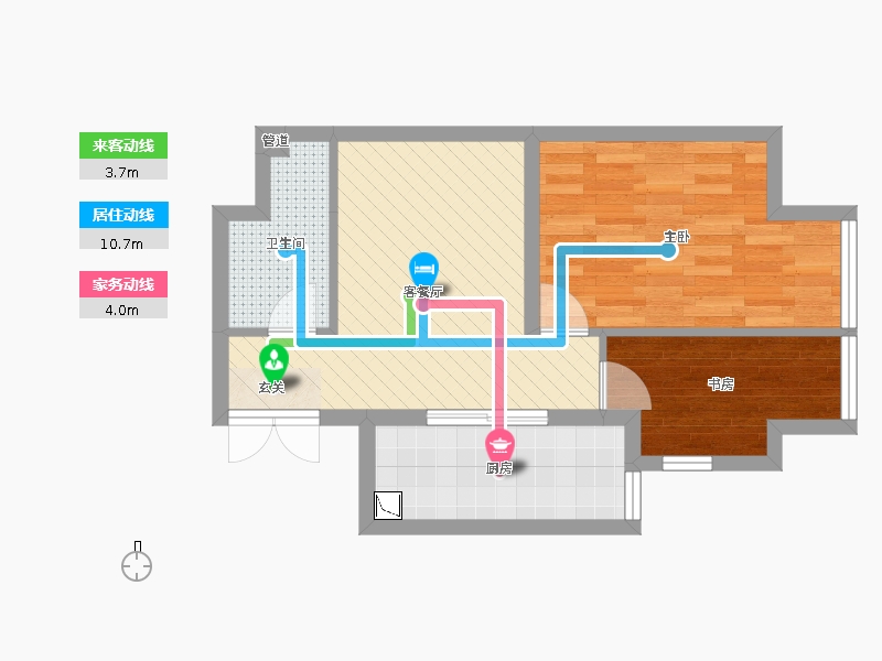 盛世御城2室2廳1衛(wèi)1廚67.00㎡動靜線圖