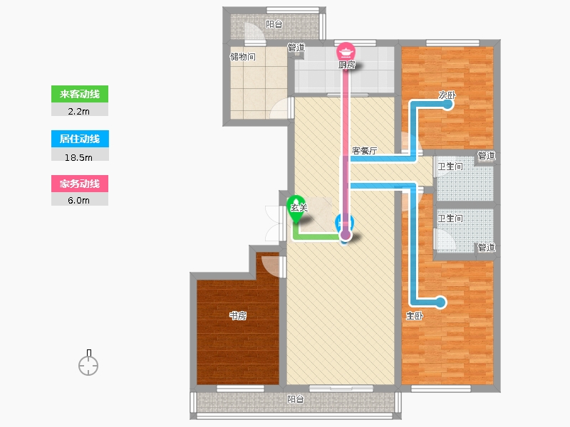 長(zhǎng)久中心公園9號(hào)3室1廳2衛(wèi)1廚162㎡動(dòng)靜線(xiàn)圖