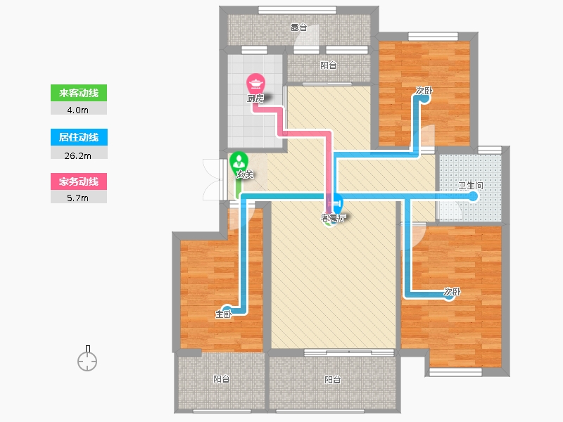 潤德天悅城3室2廳1衛(wèi)1廚114㎡動(dòng)靜線圖