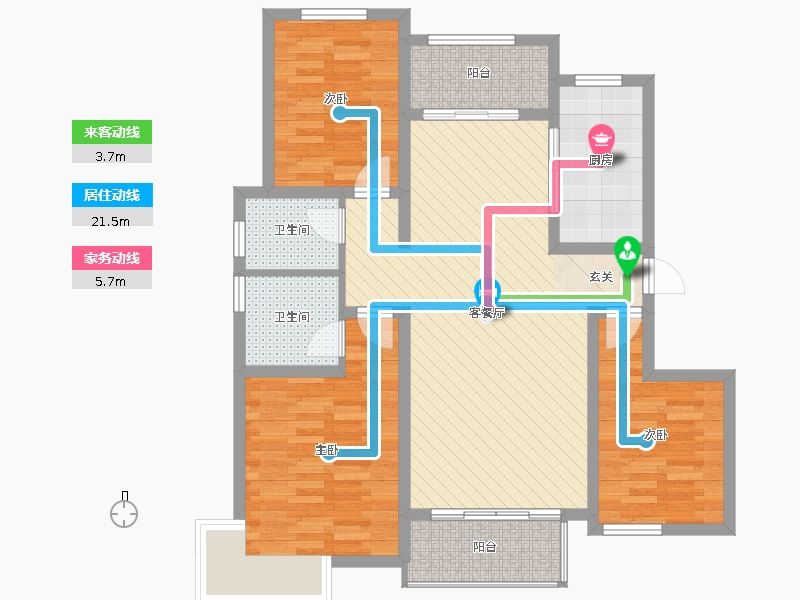 潤(rùn)德天悅城3室2廳2衛(wèi)1廚131㎡動(dòng)靜線圖