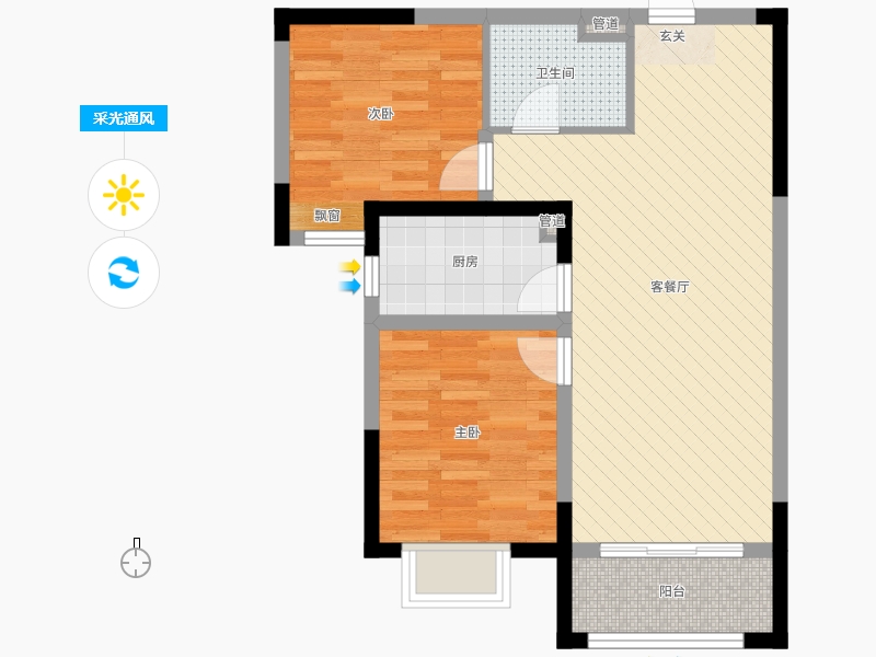 保利西悅春天2室2廳1衛(wèi)1廚88㎡采光通風圖