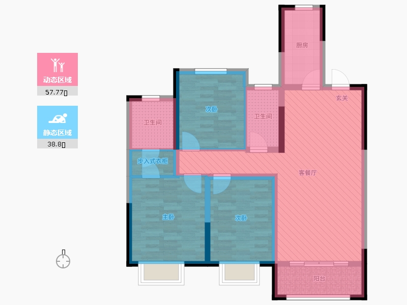 保利西悅春天3室2廳2衛(wèi)1廚123㎡動(dòng)靜分區(qū)圖