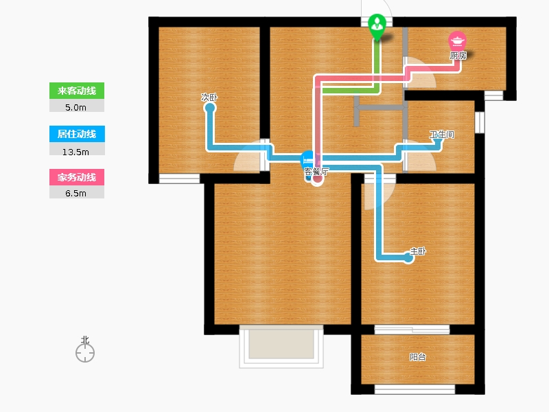 明瀚花香城2室2廳1衛(wèi)1廚85㎡動(dòng)靜線圖