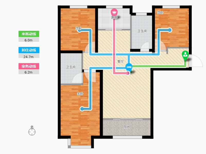 明瀚花香城3室1廳2衛(wèi)1廚152㎡動靜線圖