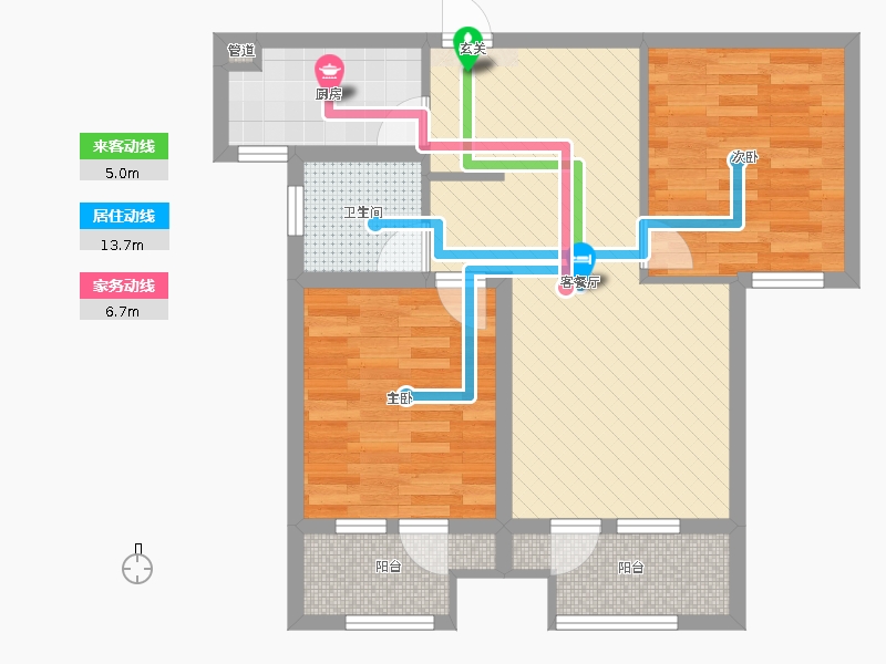 天下錦程花苑2室2廳1衛(wèi)1廚96㎡動(dòng)靜線圖