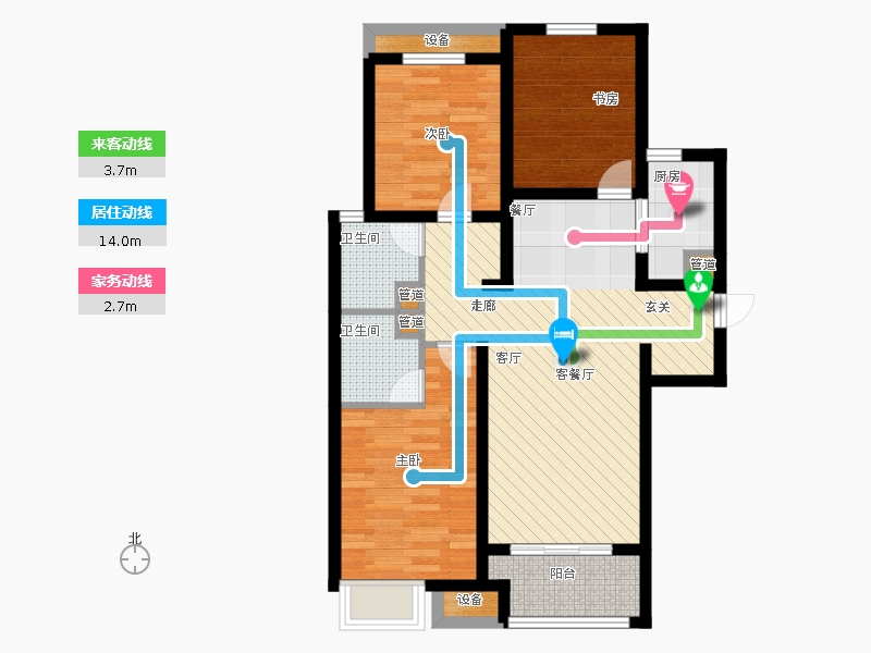 天下錦程3室1廳2衛(wèi)1廚112㎡動靜線圖
