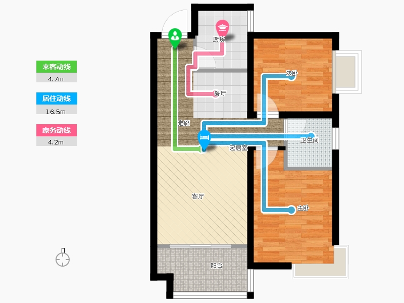 同祥城2室2廳1衛(wèi)1廚80㎡動(dòng)線圖