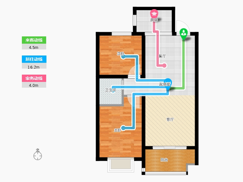 同祥城2室1廳1衛(wèi)1廚94㎡動線圖