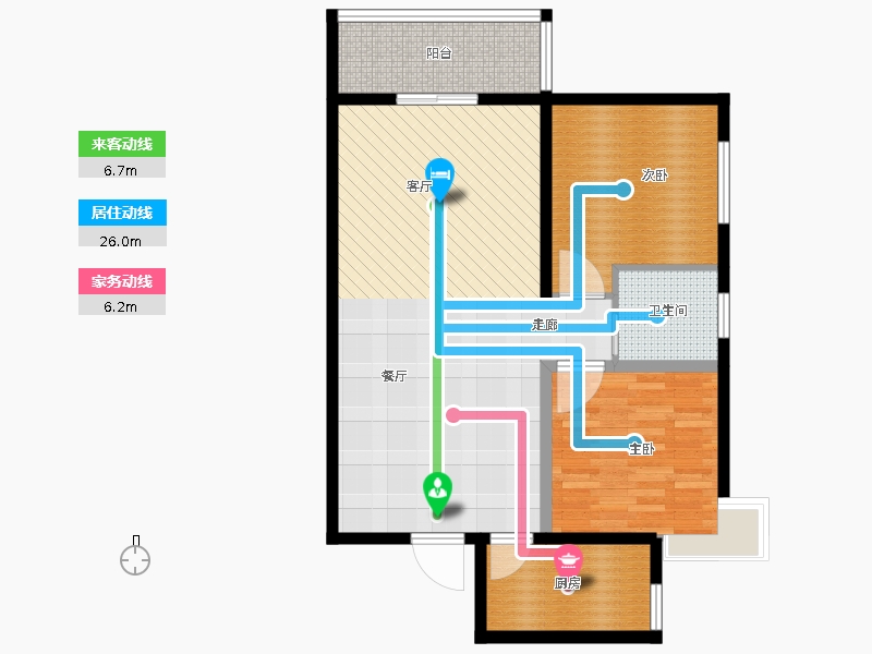 同祥城2室2廳1衛(wèi)1廚122㎡動線圖