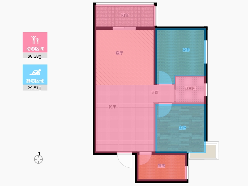同祥城2室2廳1衛(wèi)1廚122㎡動靜分區(qū)圖
