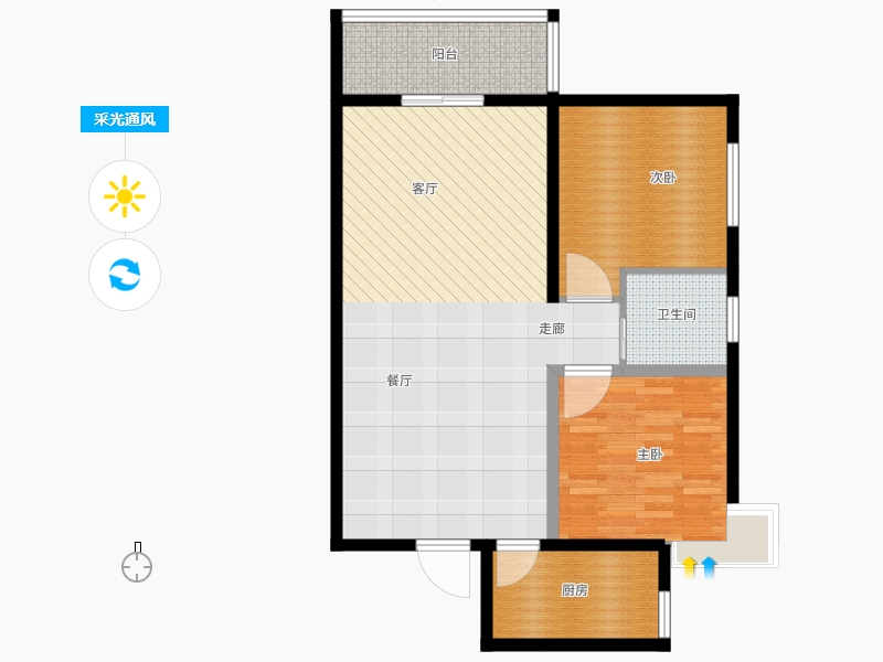 同祥城2室2廳1衛(wèi)1廚122㎡采光通風(fēng)圖