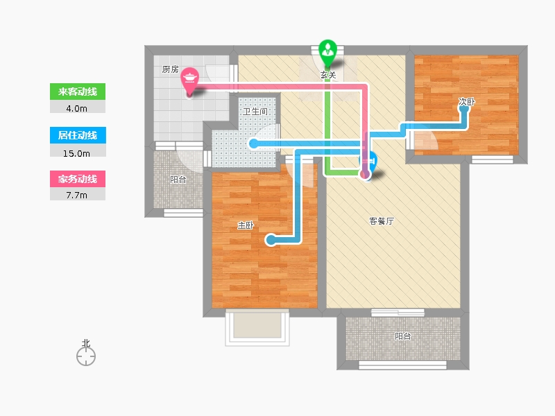 橡嶸灣2室1廳1衛(wèi)1廚72㎡動(dòng)線圖