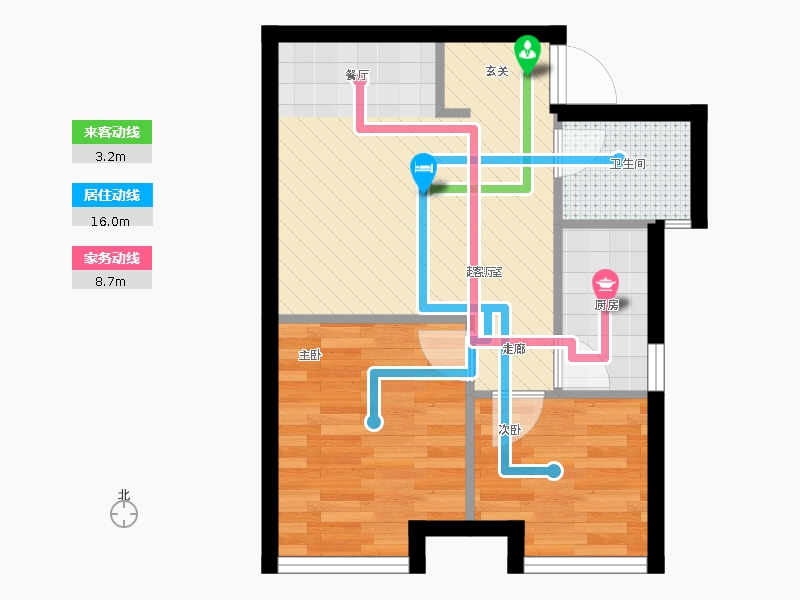 天寧小筑2室2廳1衛(wèi)1廚64㎡動(dòng)線圖