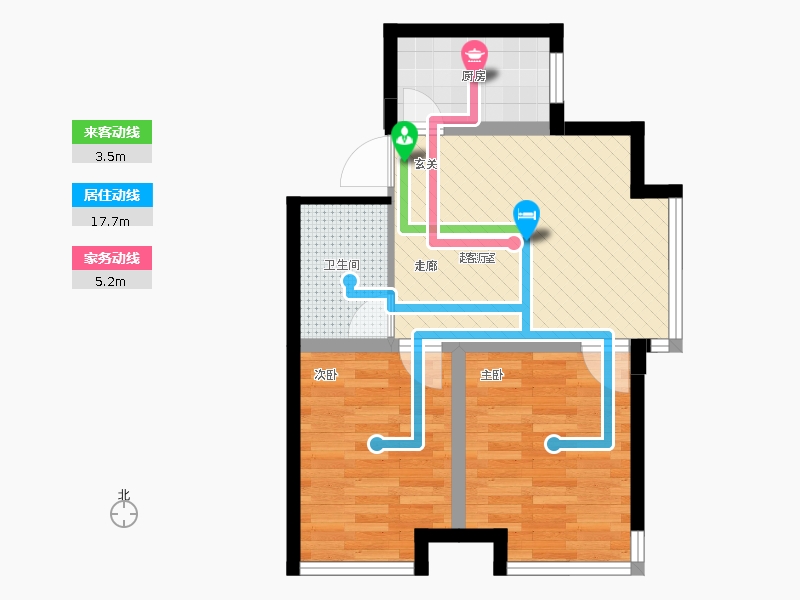 天寧小筑2室1廳1衛(wèi)1廚75㎡動(dòng)線圖